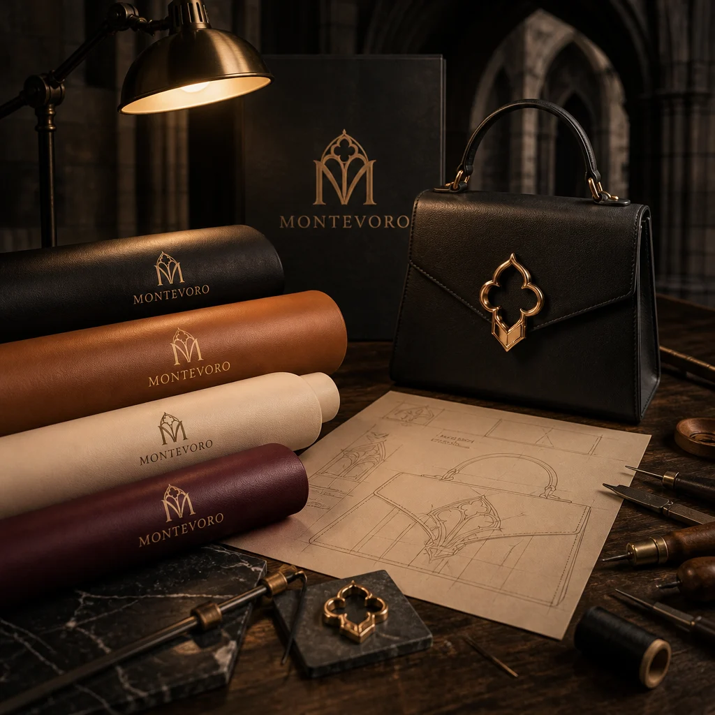 Artisan hand-finishing the edges of a leather handbag