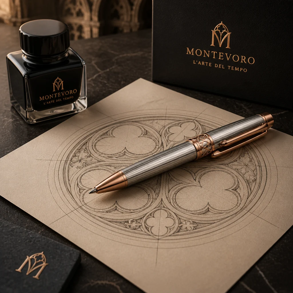 MONTEVORO pen resting on a handwritten letter